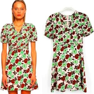 Sandro Antropique SilkRose Petale Floral Mini Dress